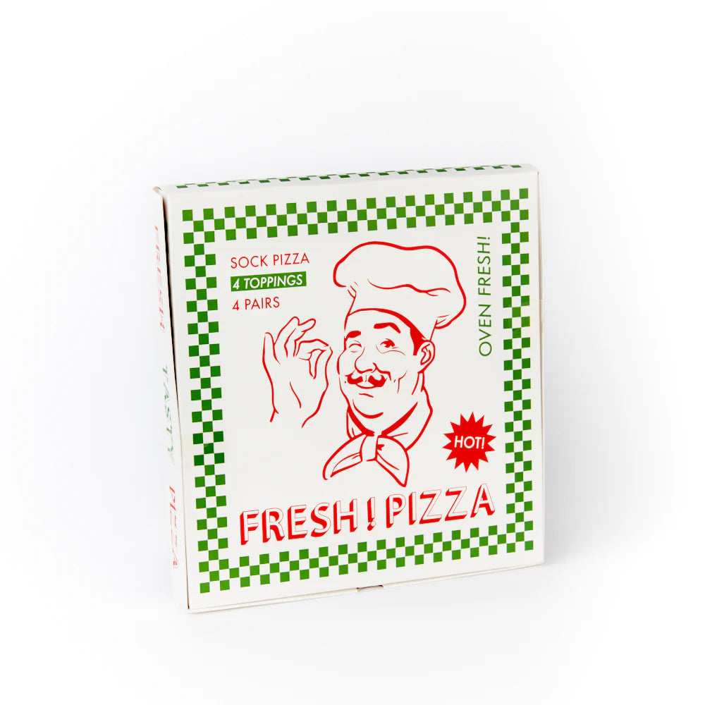 Boîte à Pizza avec 4 paires de Chaussettes
