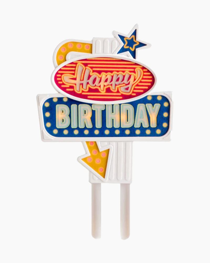 Topper lumineux pour gâteau Happy Birthday