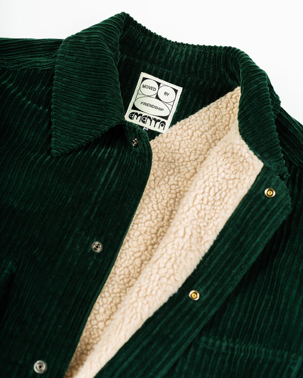 Veste "Looks Like Sherpa" en velours côtelé vert doublée sherpa - Ementa