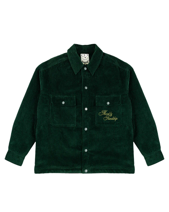 Veste "Looks Like Sherpa" en velours côtelé vert doublée sherpa - Ementa