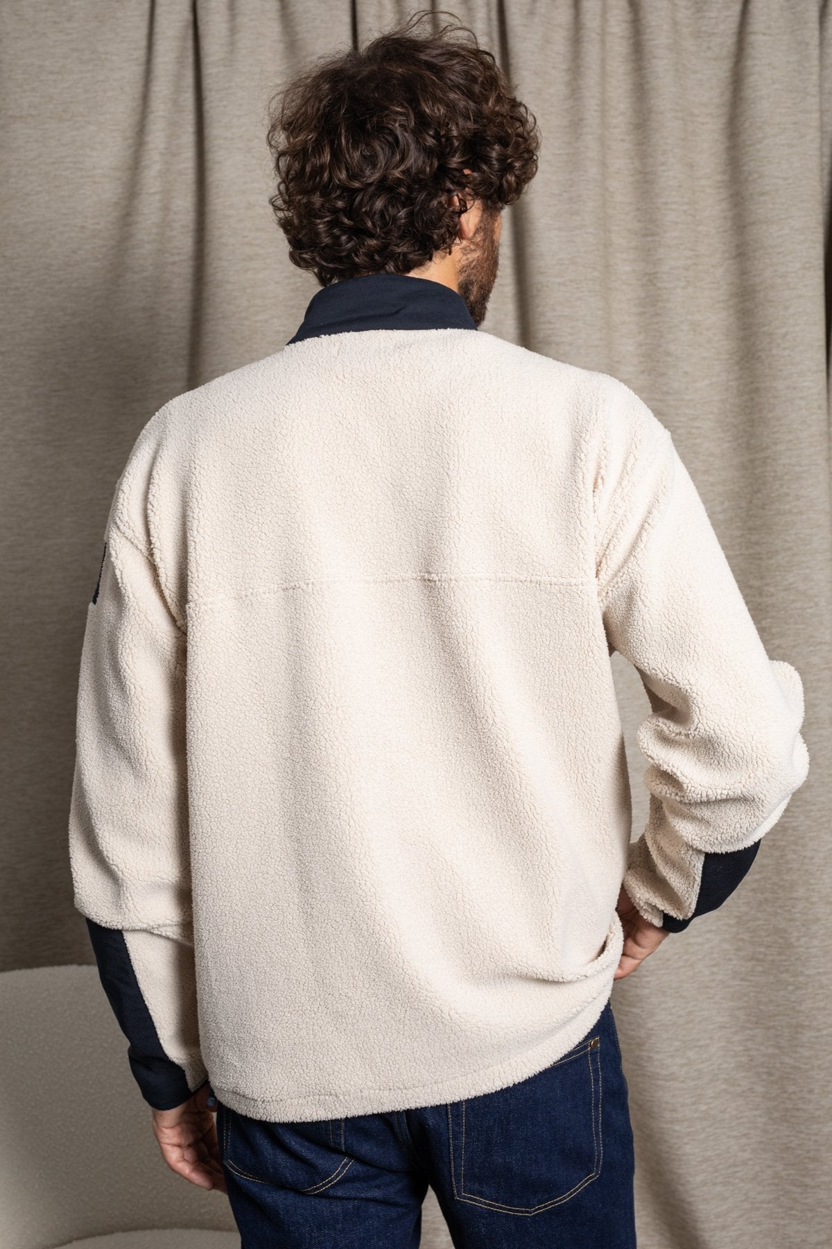 Sweat zippé en sherpa beige & noir Flocon - JAQK