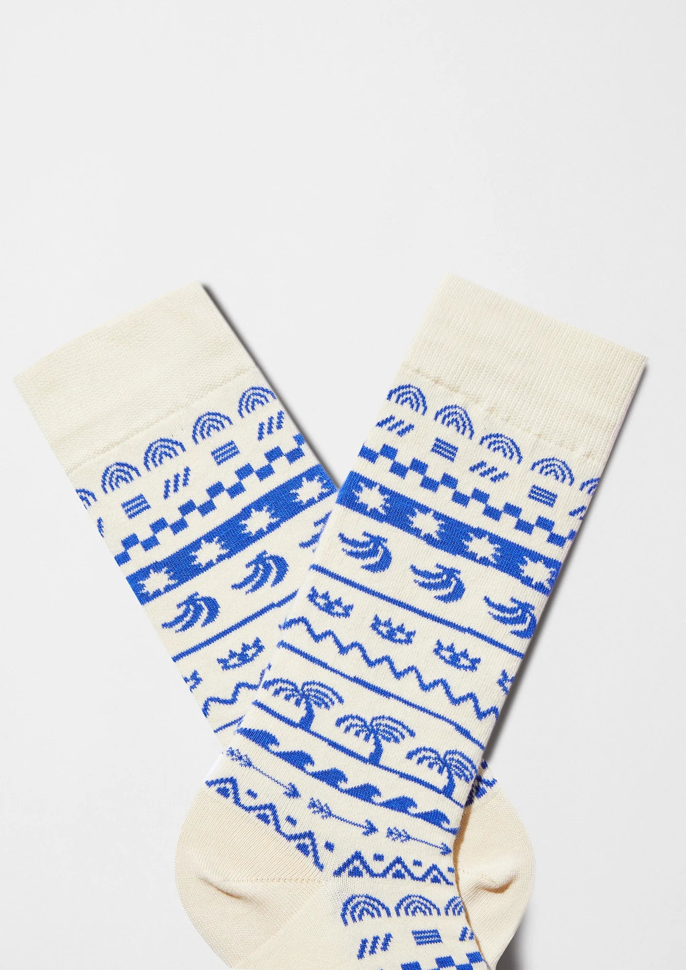 Chaussettes beiges/bleues BeMosaic - BeSocks
