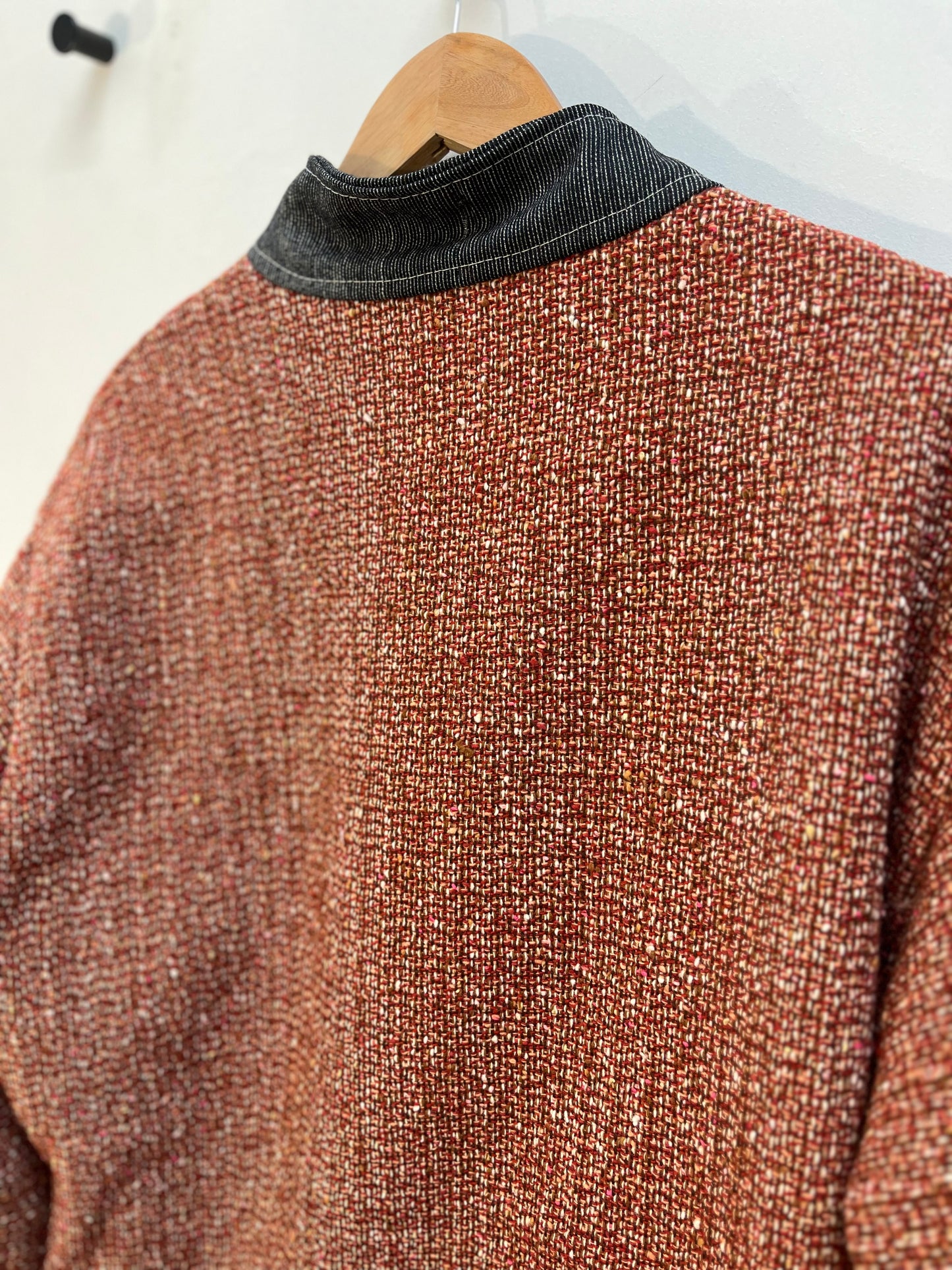 Veste upcyclée en tweed Orange/Jean - FromStuff