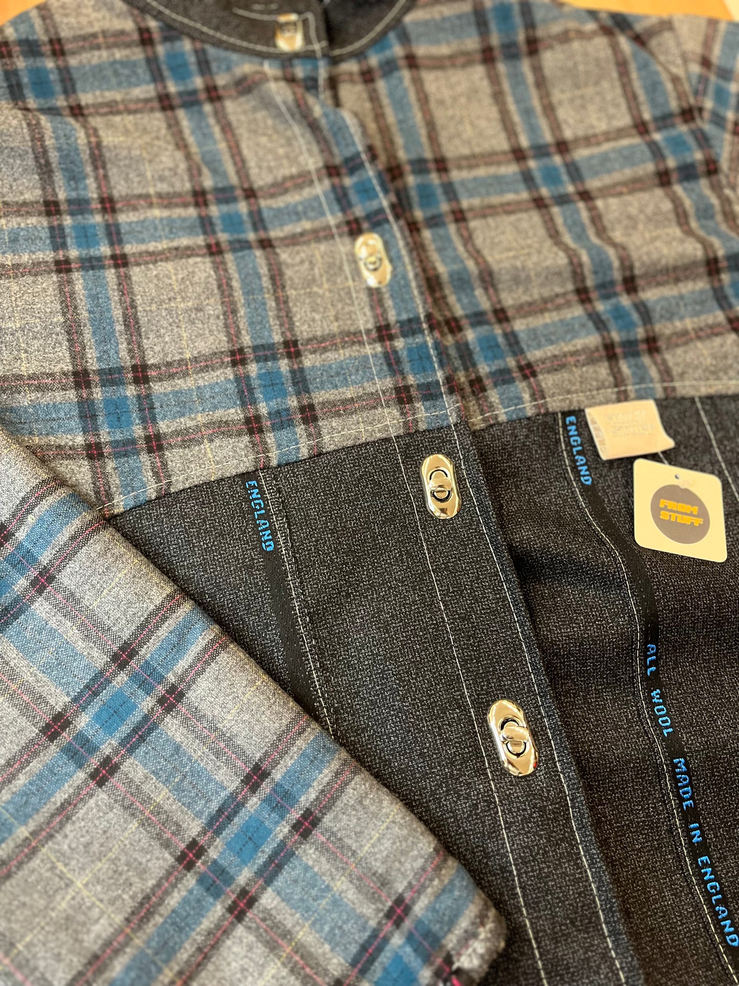 Veste upcyclée à carreaux Bleu/Denim- FromStuff