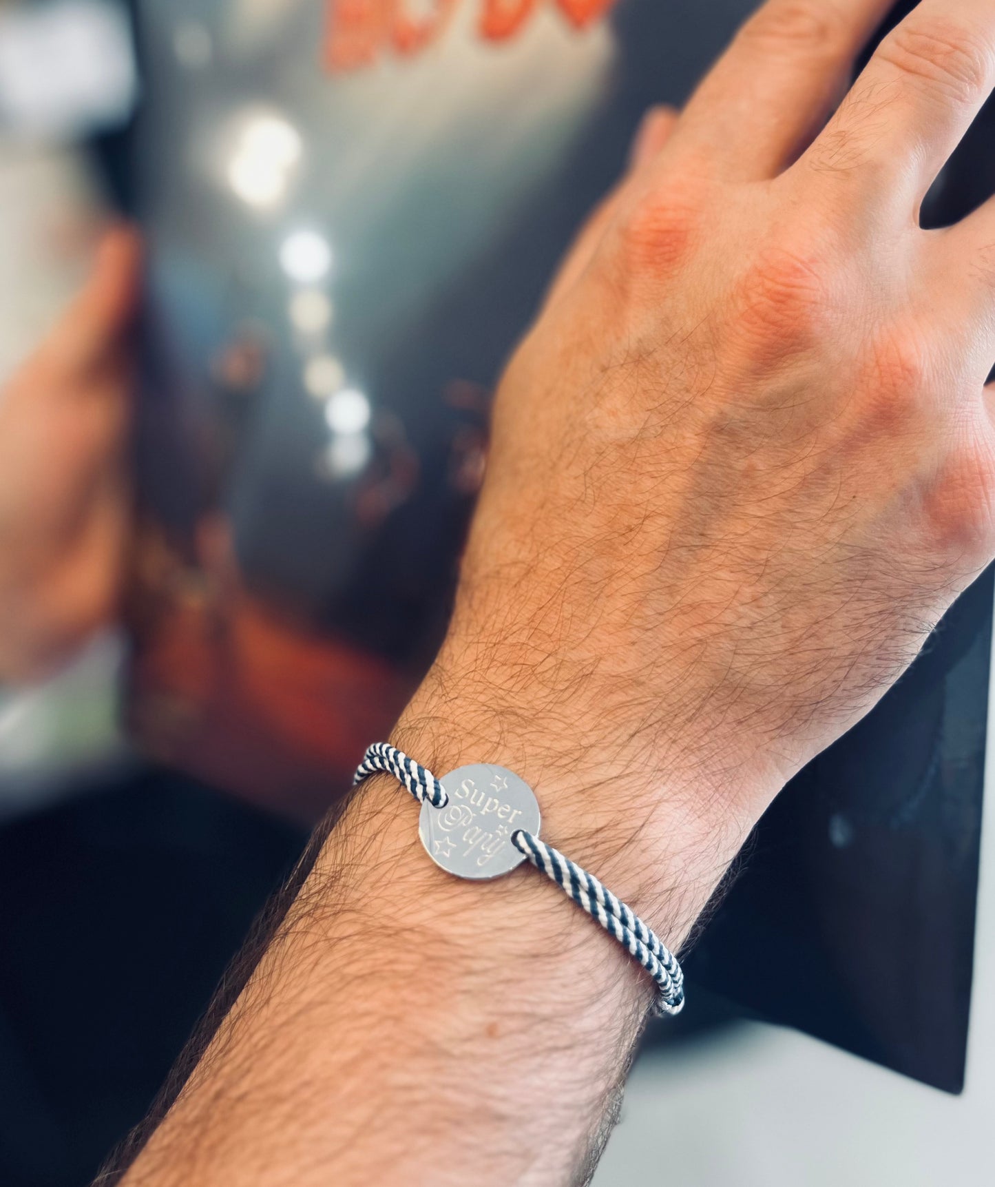 Bracelet "Super Papy" acier argenté - Jolis Messages