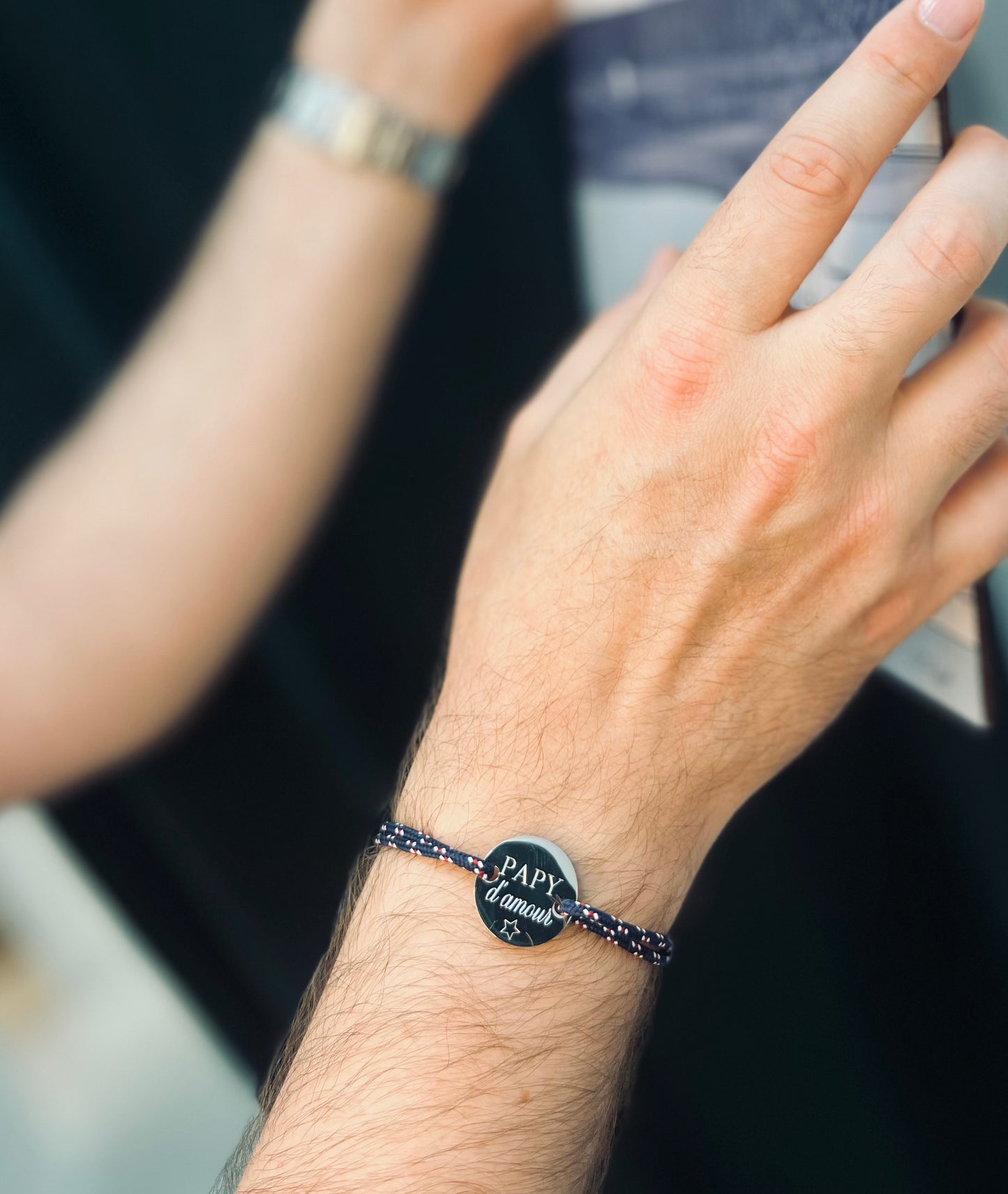Bracelet "Papy d'Amour" en acier argenté -Jolis Messages