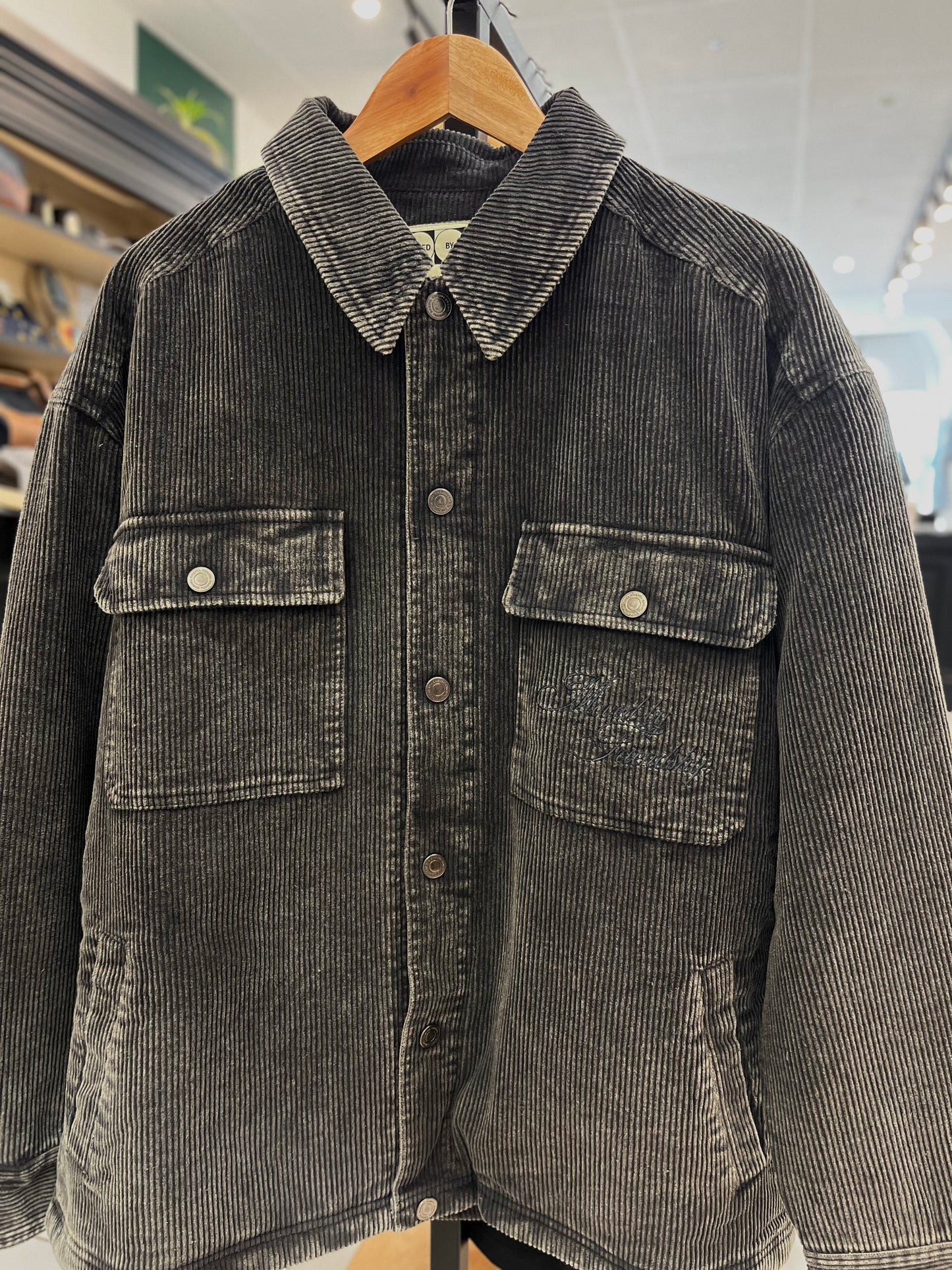 Veste "Looks Like Sherpa" en velours côtelé grey washed doublée sherpa - Ementa