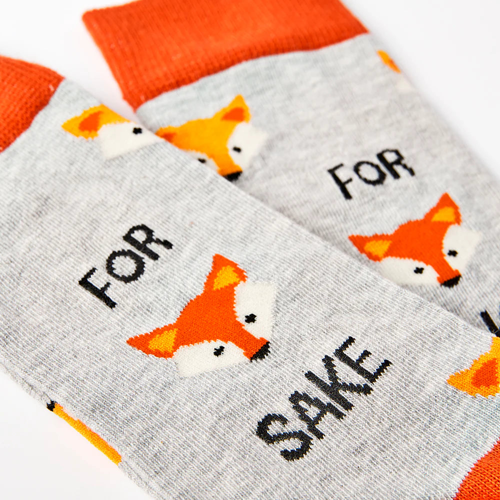 Chaussettes Fox Sake Gris & Orange - Urban Eccentric