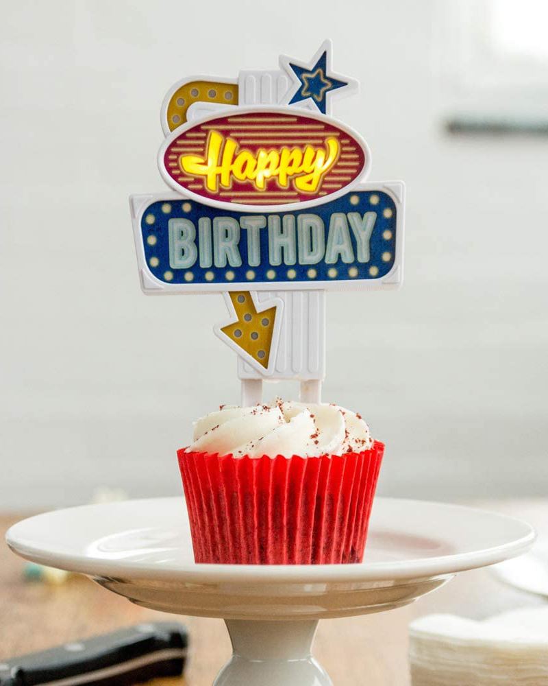 Topper lumineux pour gâteau Happy Birthday