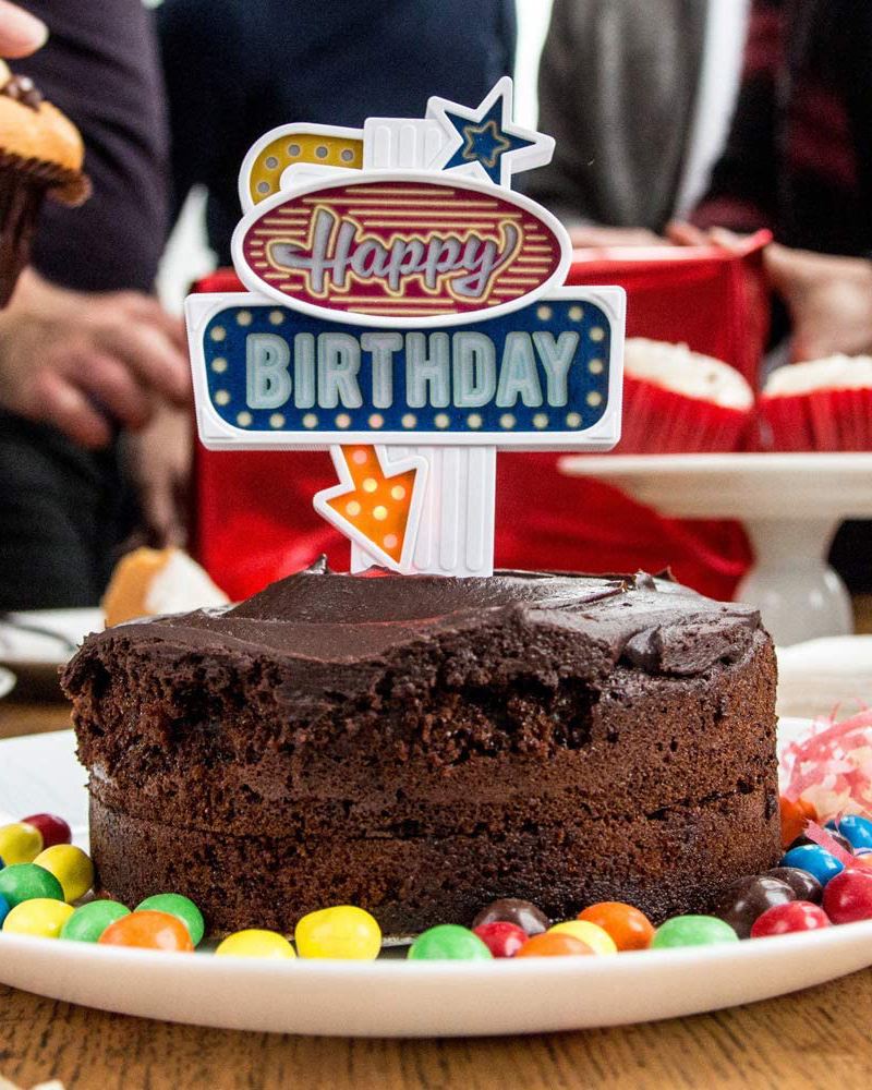 Topper lumineux pour gâteau Happy Birthday