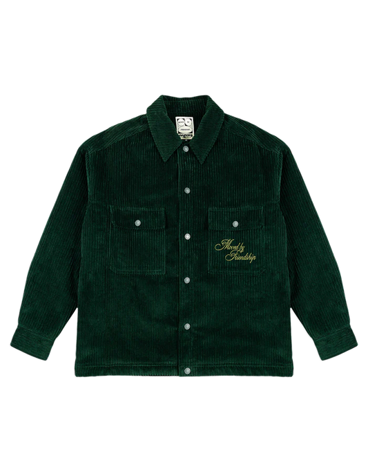 Veste "Looks Like Sherpa" en velours côtelé vert doublée sherpa - Ementa