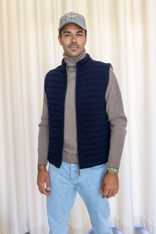 Doudoune sans manches réversible Brunch Bleu marine/Camel - JAQK