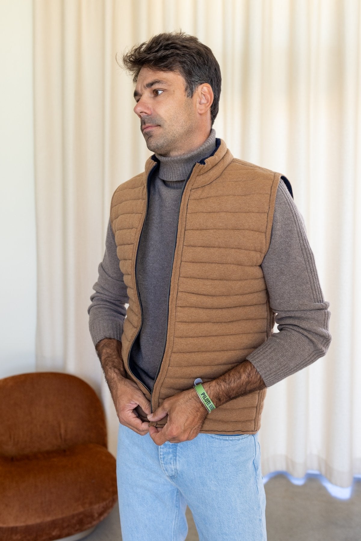 Doudoune sans manches réversible Brunch Bleu marine/Camel - JAQK