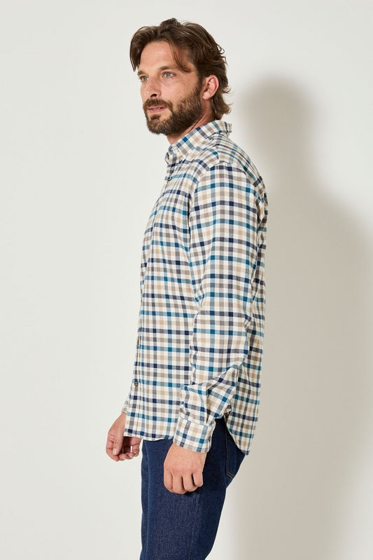 Chemise en flannelle Tournoi Farm à carreaux bleu - JAQK