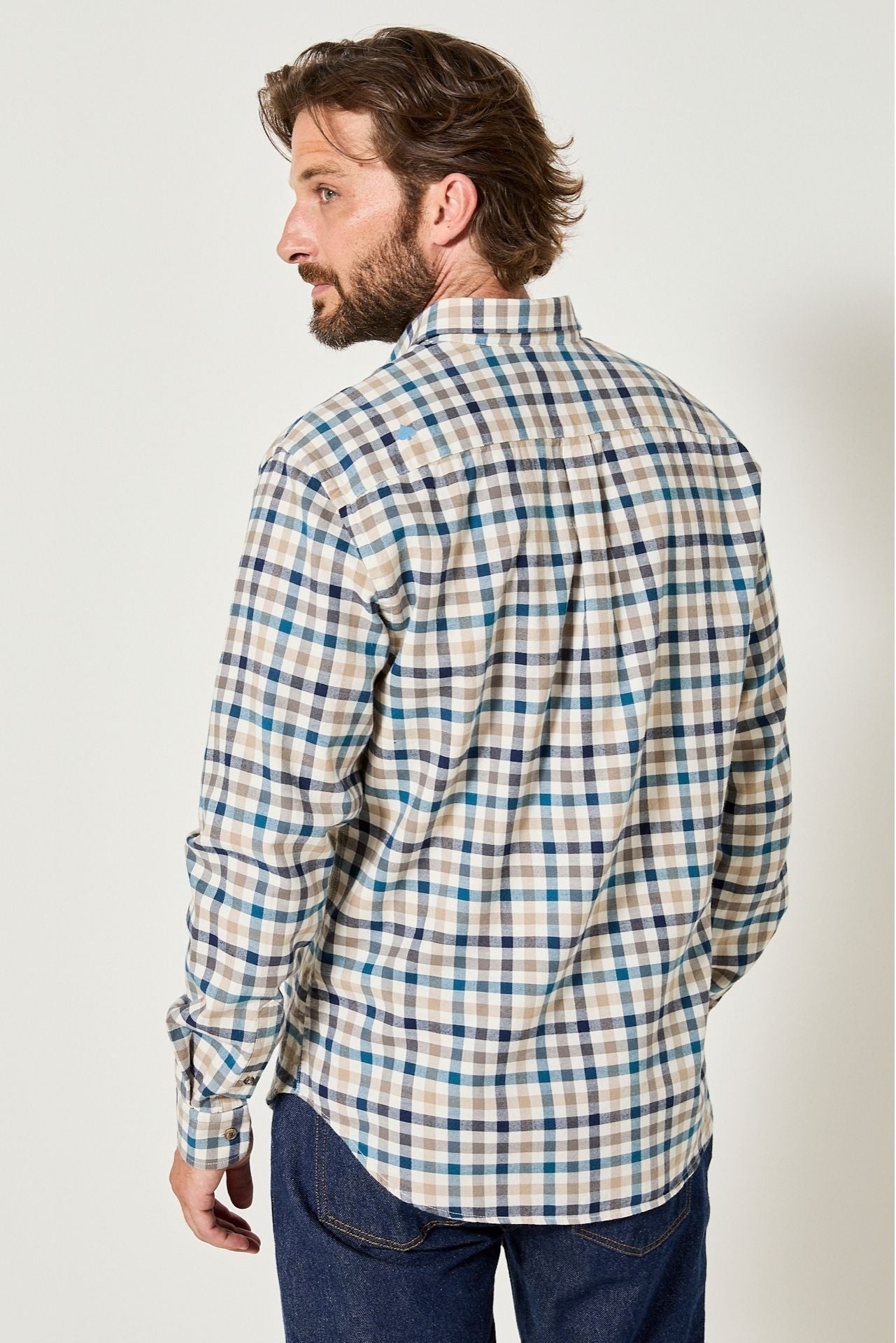 Chemise en flannelle Tournoi Farm à carreaux bleu - JAQK