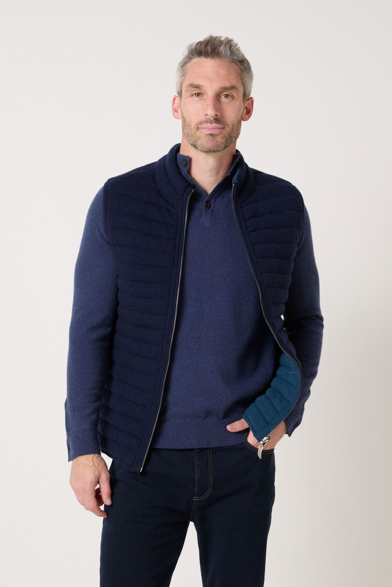 Doudoune sans manches réversible Brunch Bleu marine/Bleu canard - JAQK