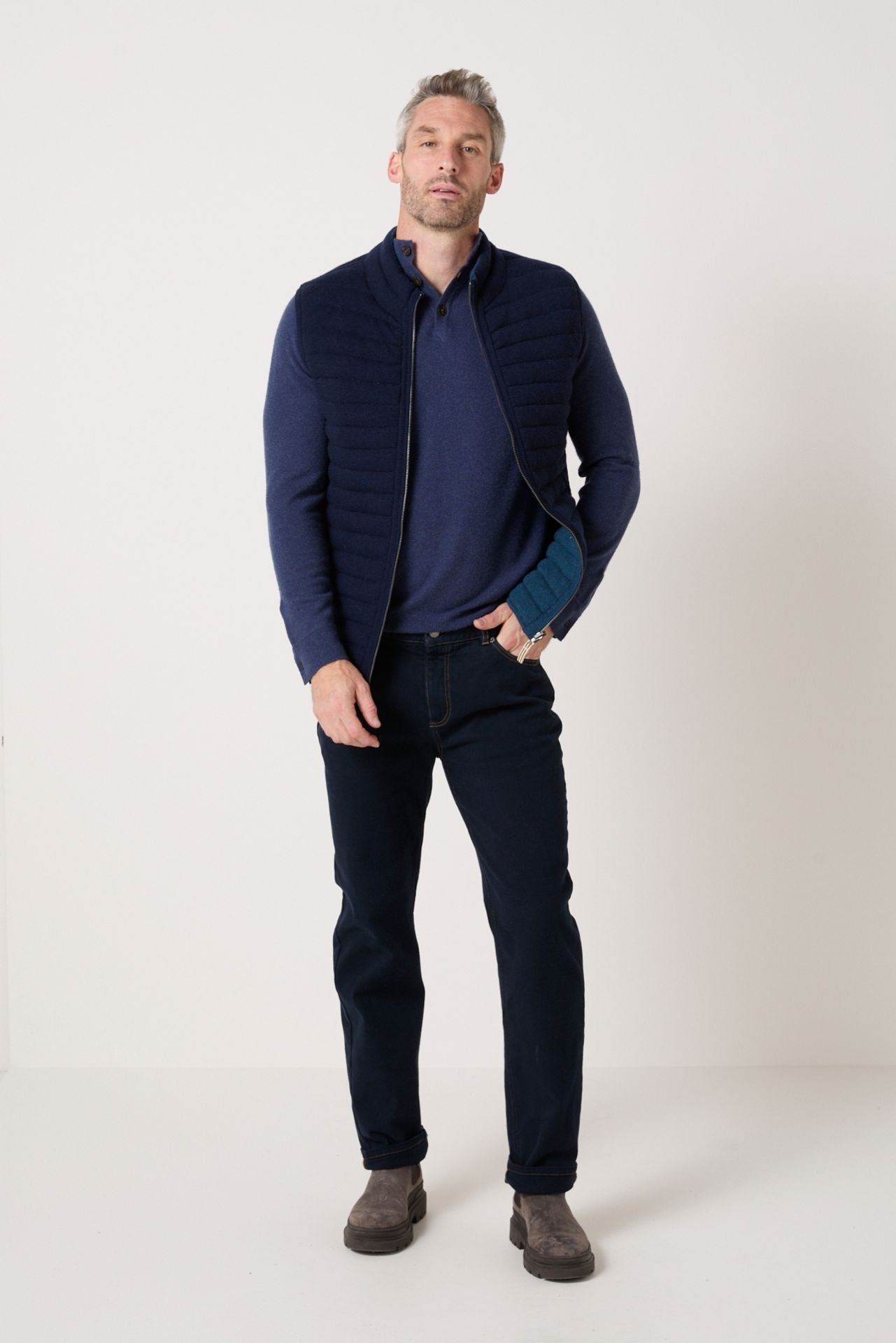 Doudoune sans manches réversible Brunch Bleu marine/Bleu canard - JAQK