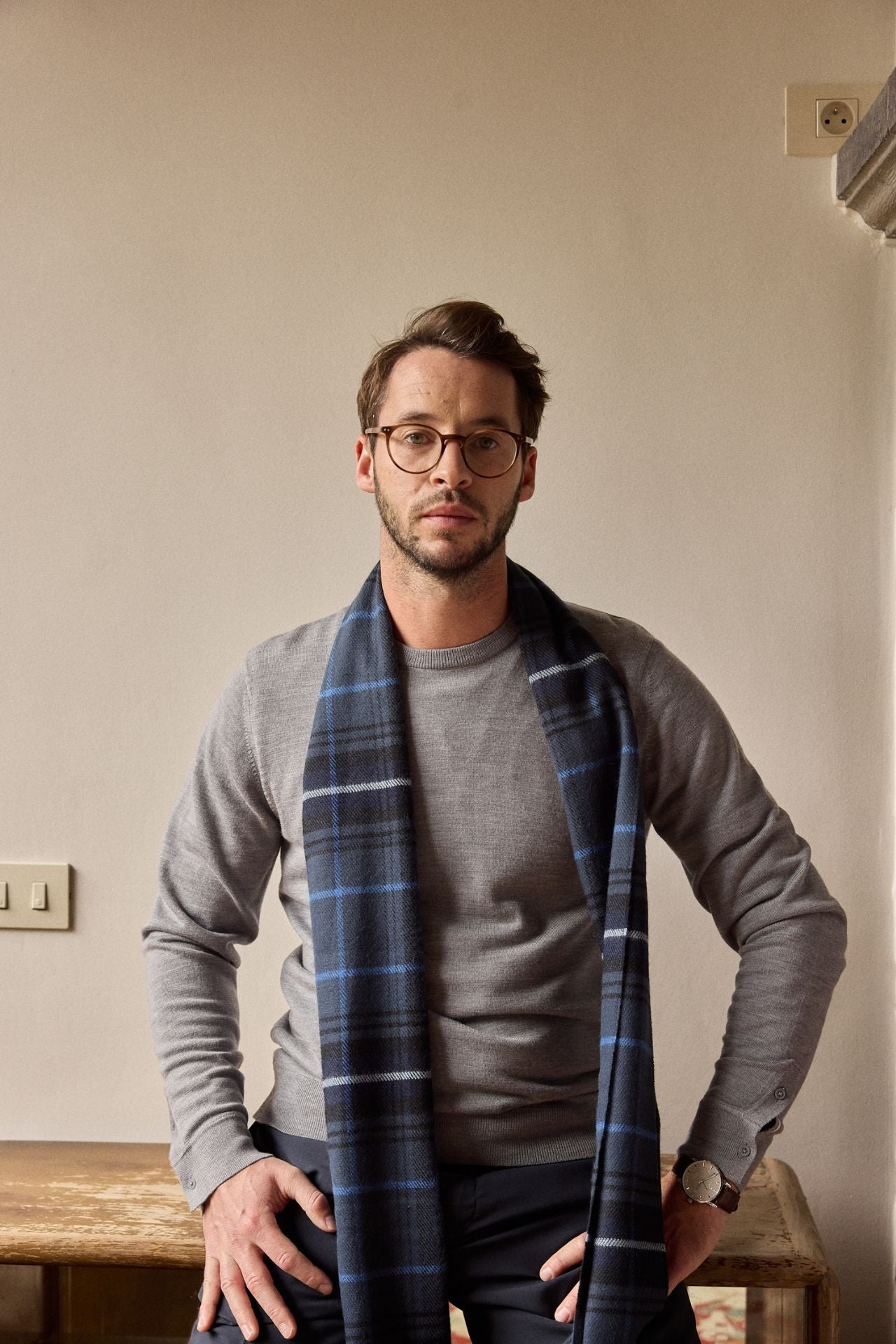 Echarpe Tartan Bleu Céleste - JAQK