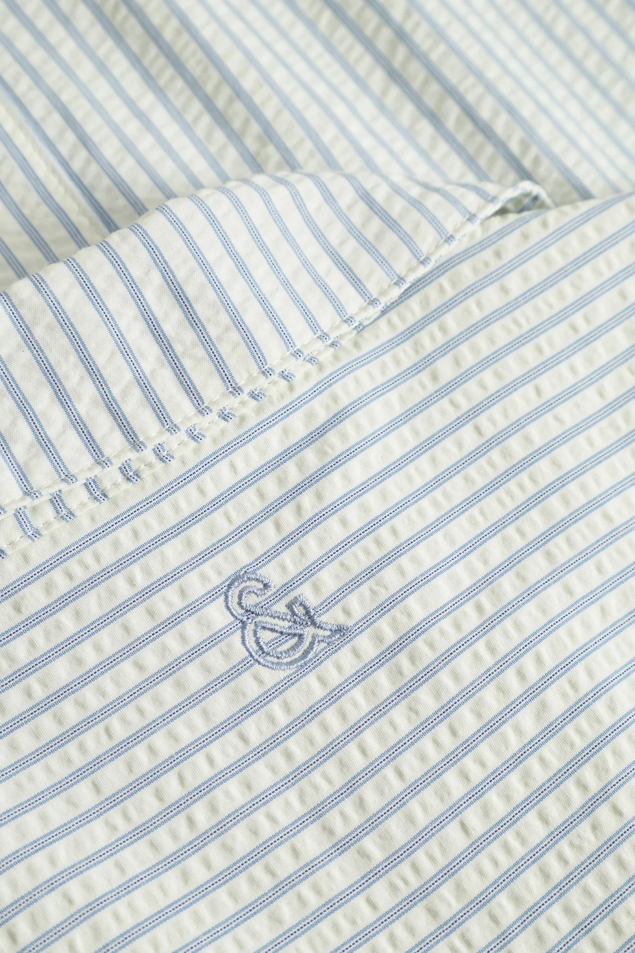 Chemisette homme Colours and Sons – Seersucker rayée bleu – Coupe Relaxed Fit