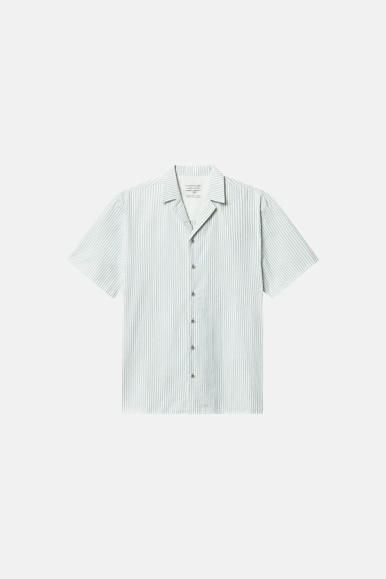 Chemisette homme Colours and Sons – Seersucker rayée bleu – Coupe Relaxed Fit