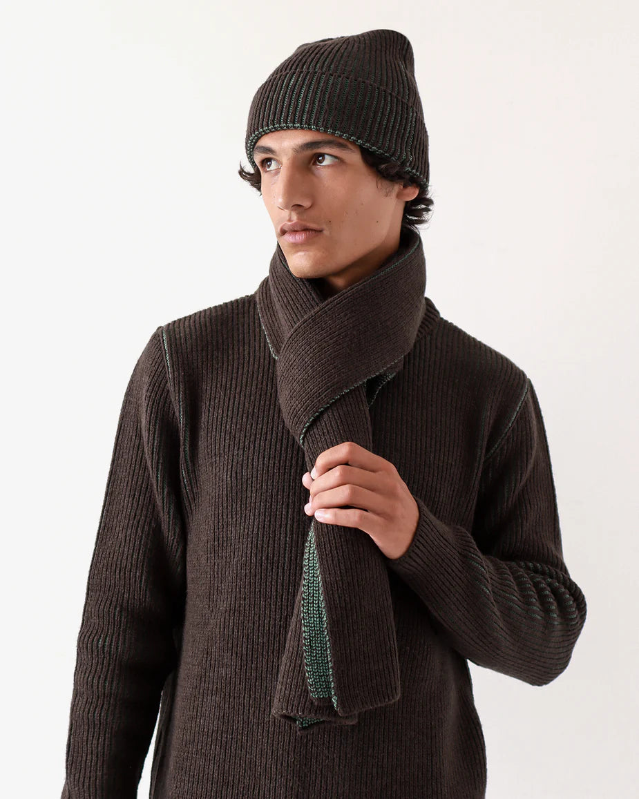 Echarpe Ribbed Knit Marron/Vert FAR AFIELD