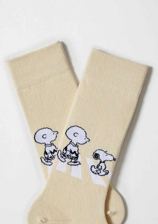 Chaussettes Homme "Be Snoopy Walk Beige" – BeSocks