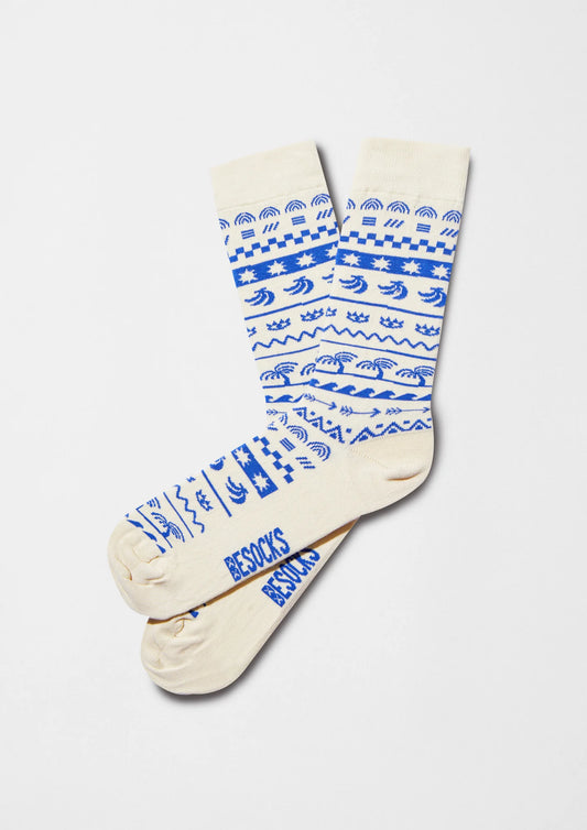 Chaussettes beiges/bleues BeMosaic - BeSocks