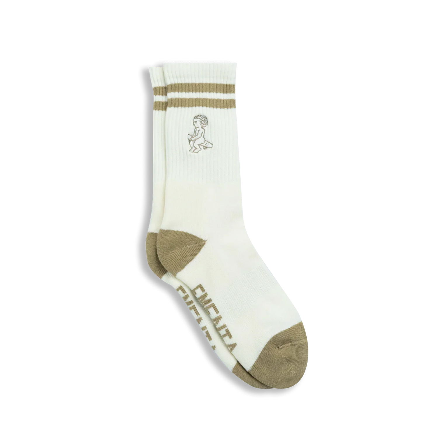 Chaussettes Ementa – Ikon Stripe Sock off-white / camel