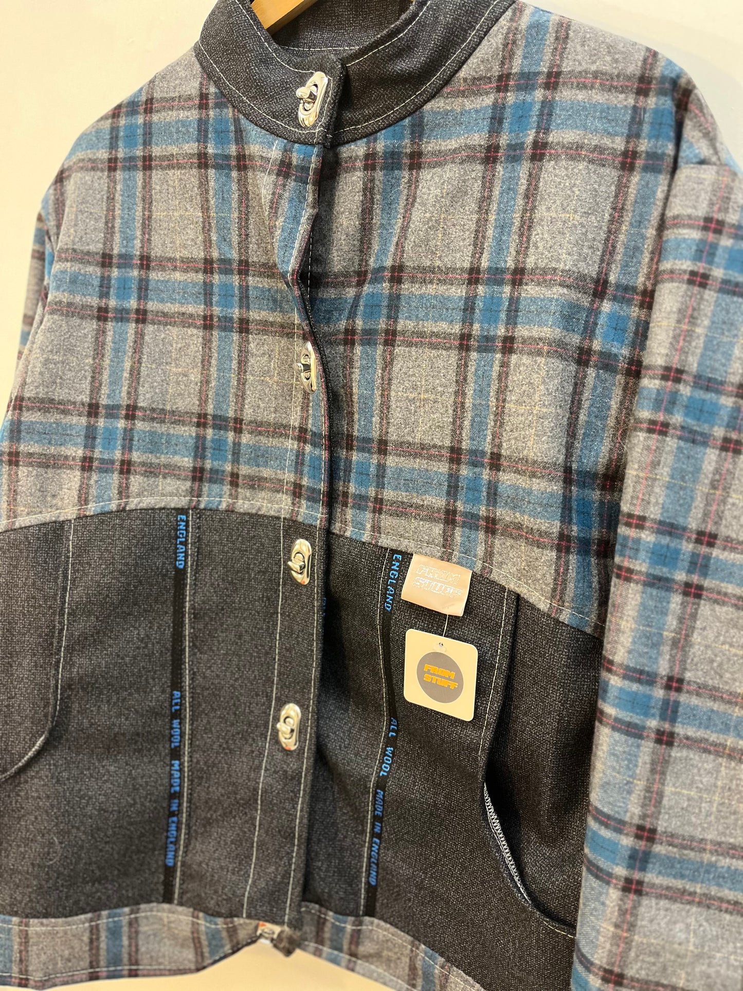 Veste upcyclée à carreaux Bleu/Denim- FromStuff