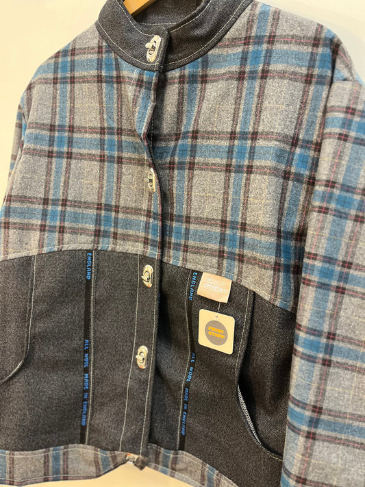 Veste upcyclée à carreaux Bleu/Denim- FromStuff