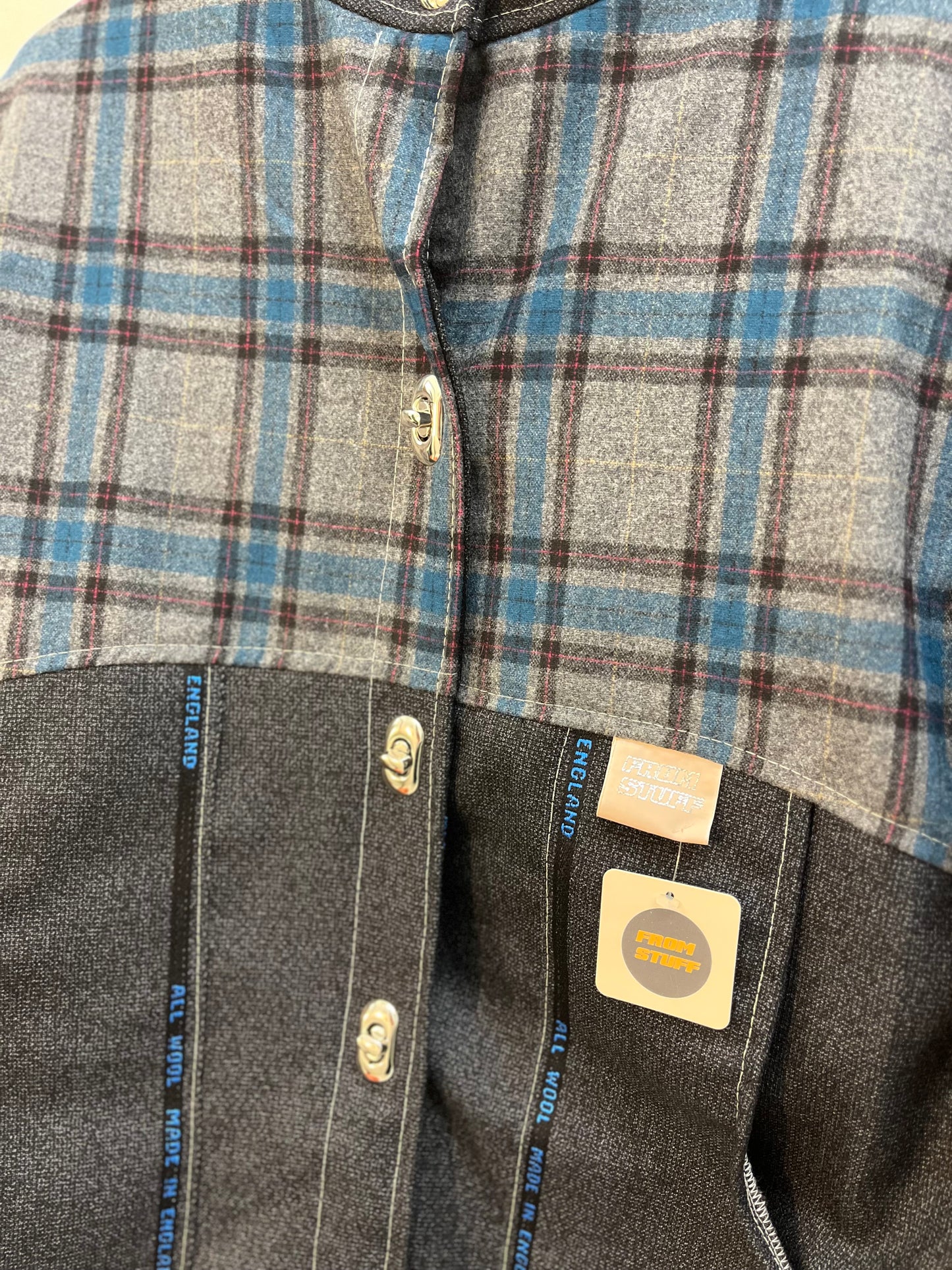 Veste upcyclée à carreaux Bleu/Denim- FromStuff