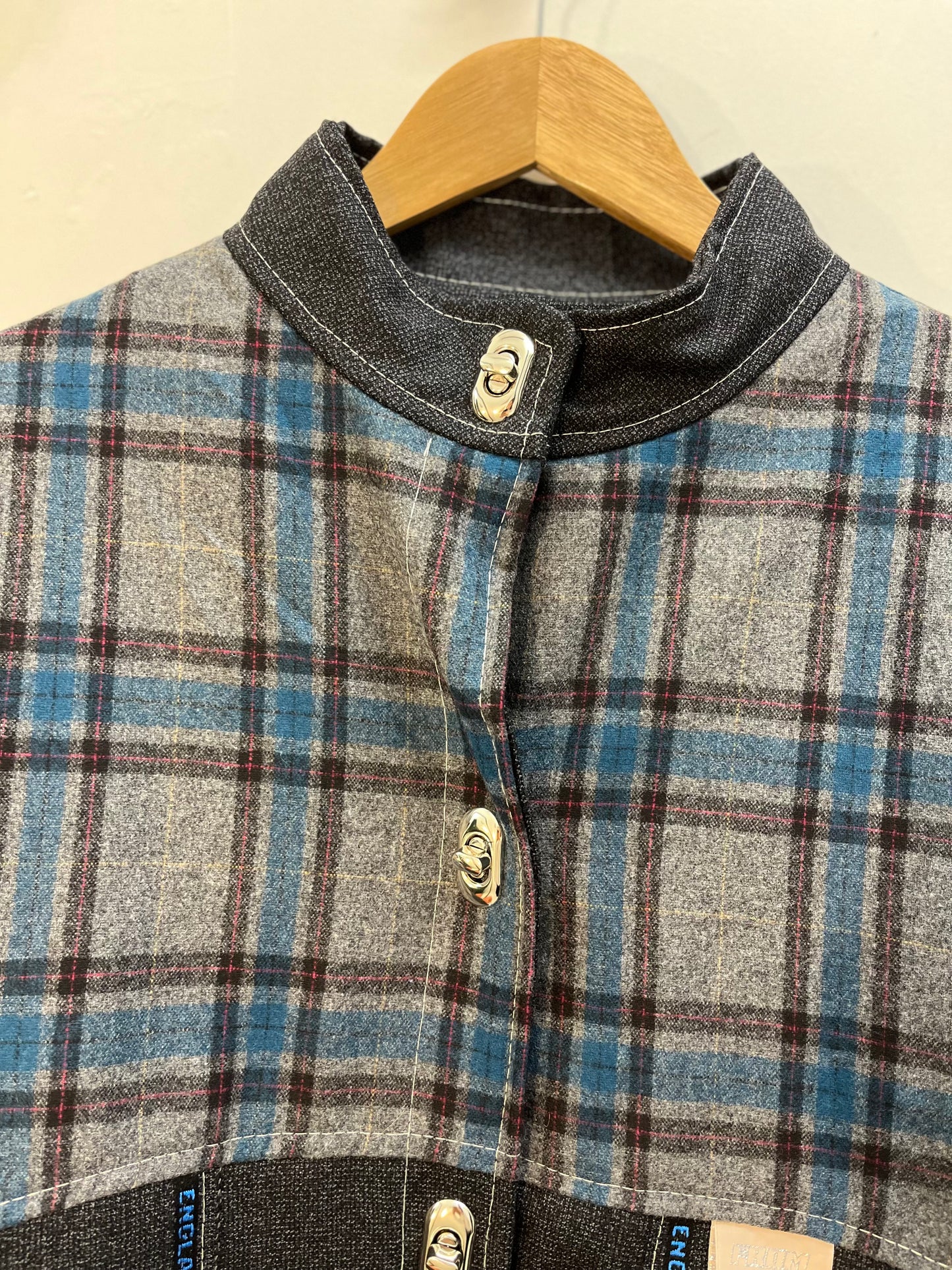 Veste upcyclée à carreaux Bleu/Denim- FromStuff