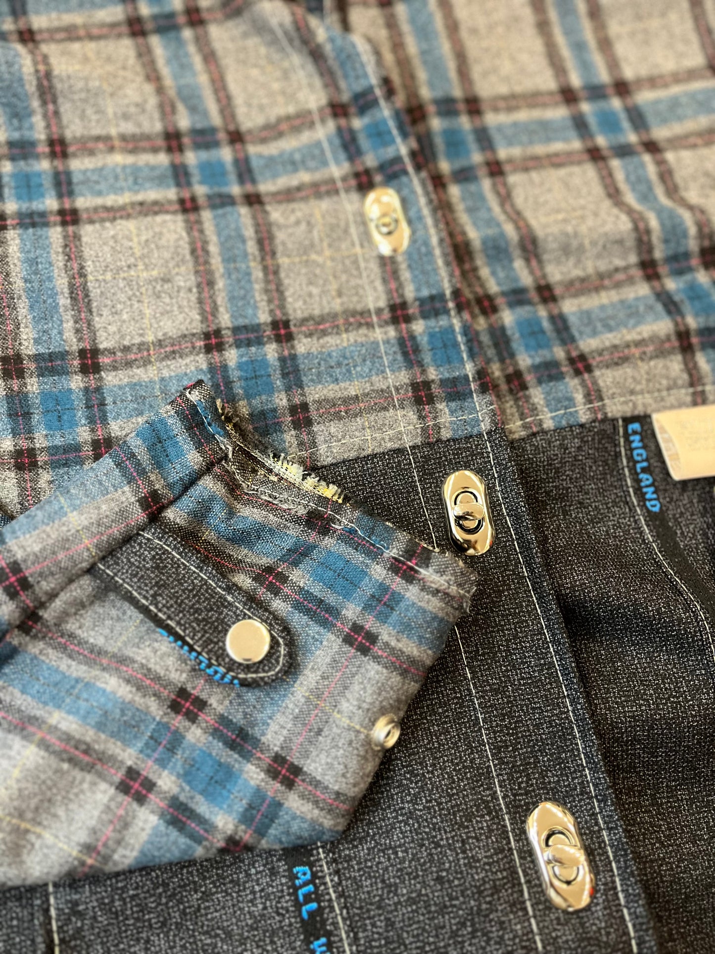 Veste upcyclée à carreaux Bleu/Denim- FromStuff