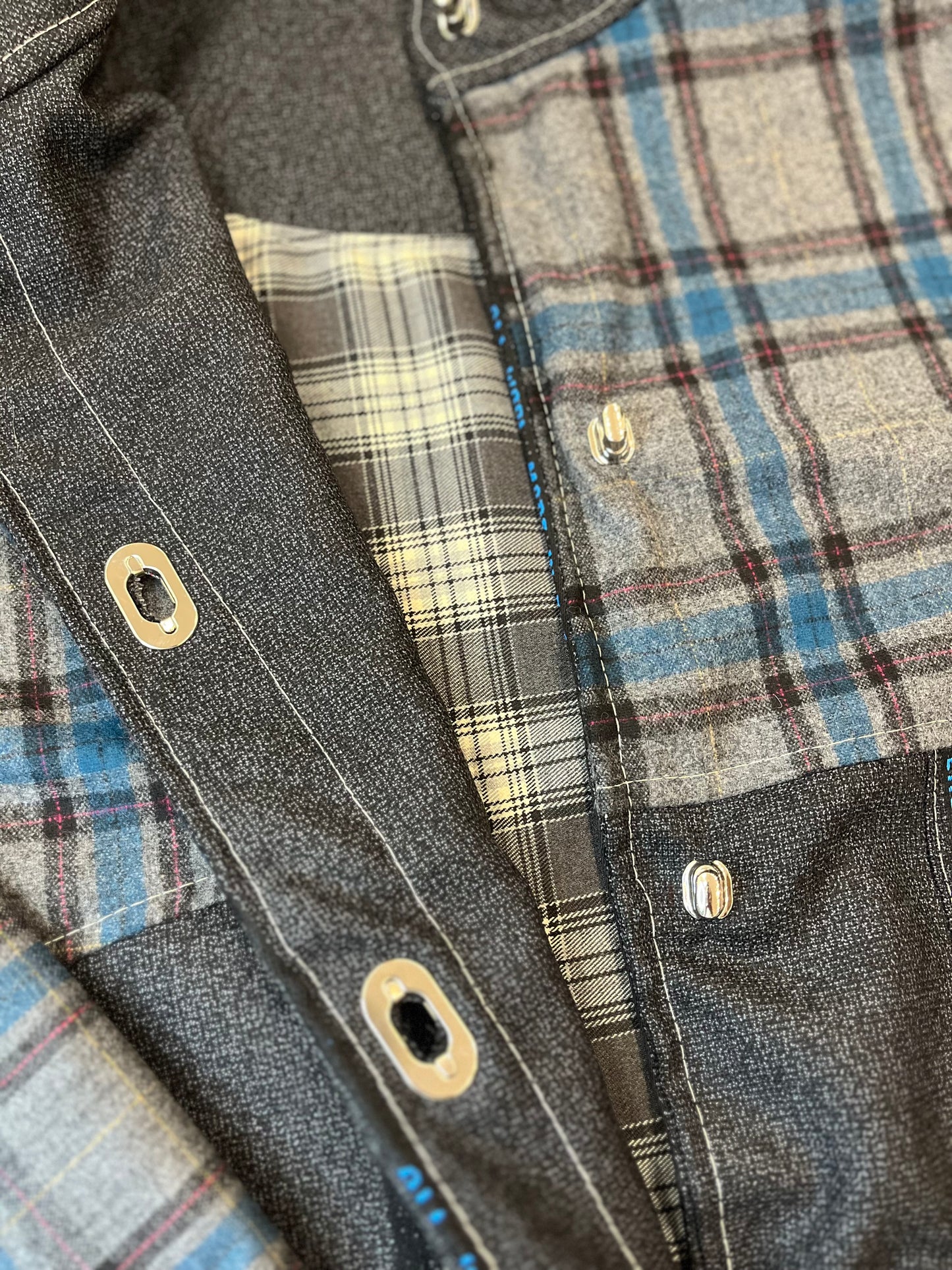 Veste upcyclée à carreaux Bleu/Denim- FromStuff