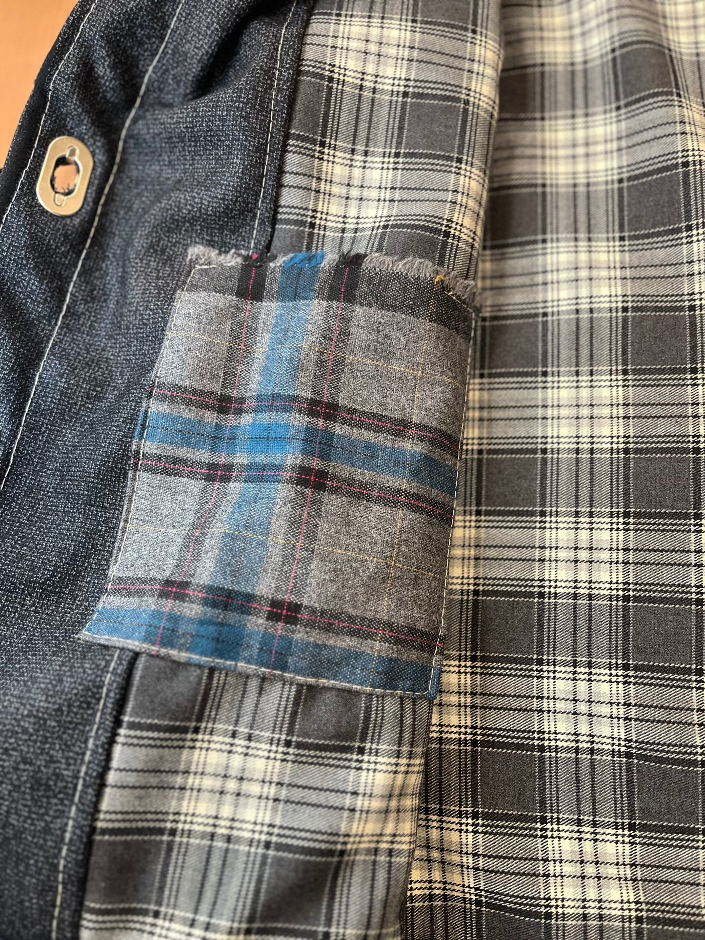 Veste upcyclée à carreaux Bleu/Denim- FromStuff