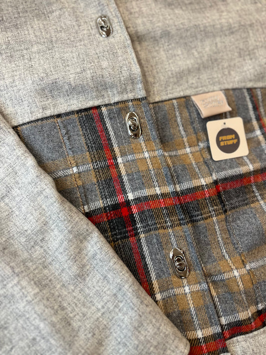 Veste upcyclée en laine Gris/Rouge - FromStuff