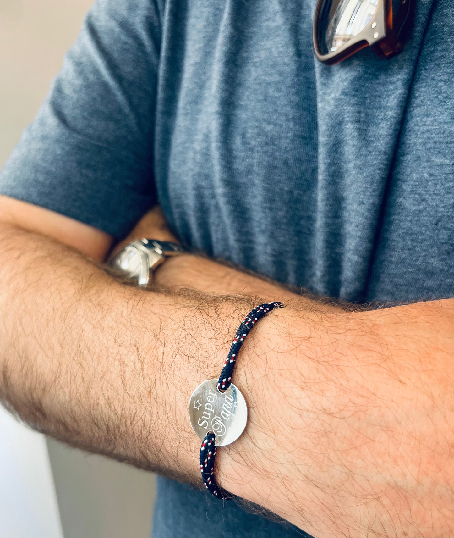 Bracelet "Super Papa" acier argenté - Jolis Messages