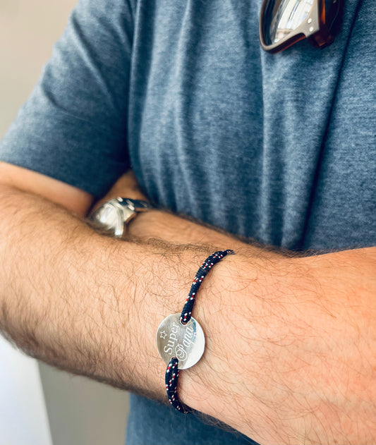 Bracelet "Super Papa" acier argenté - Jolis Messages