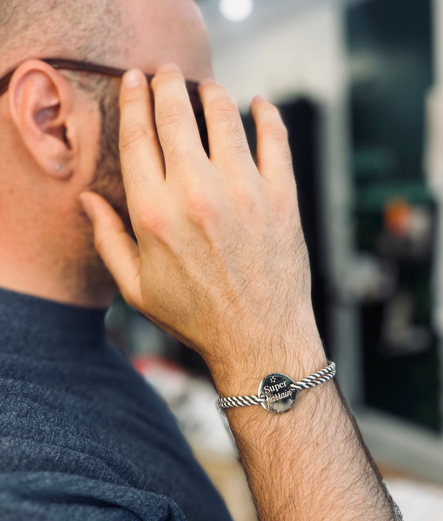 Bracelet "Super Parrain" acier argenté - Jolis Messages