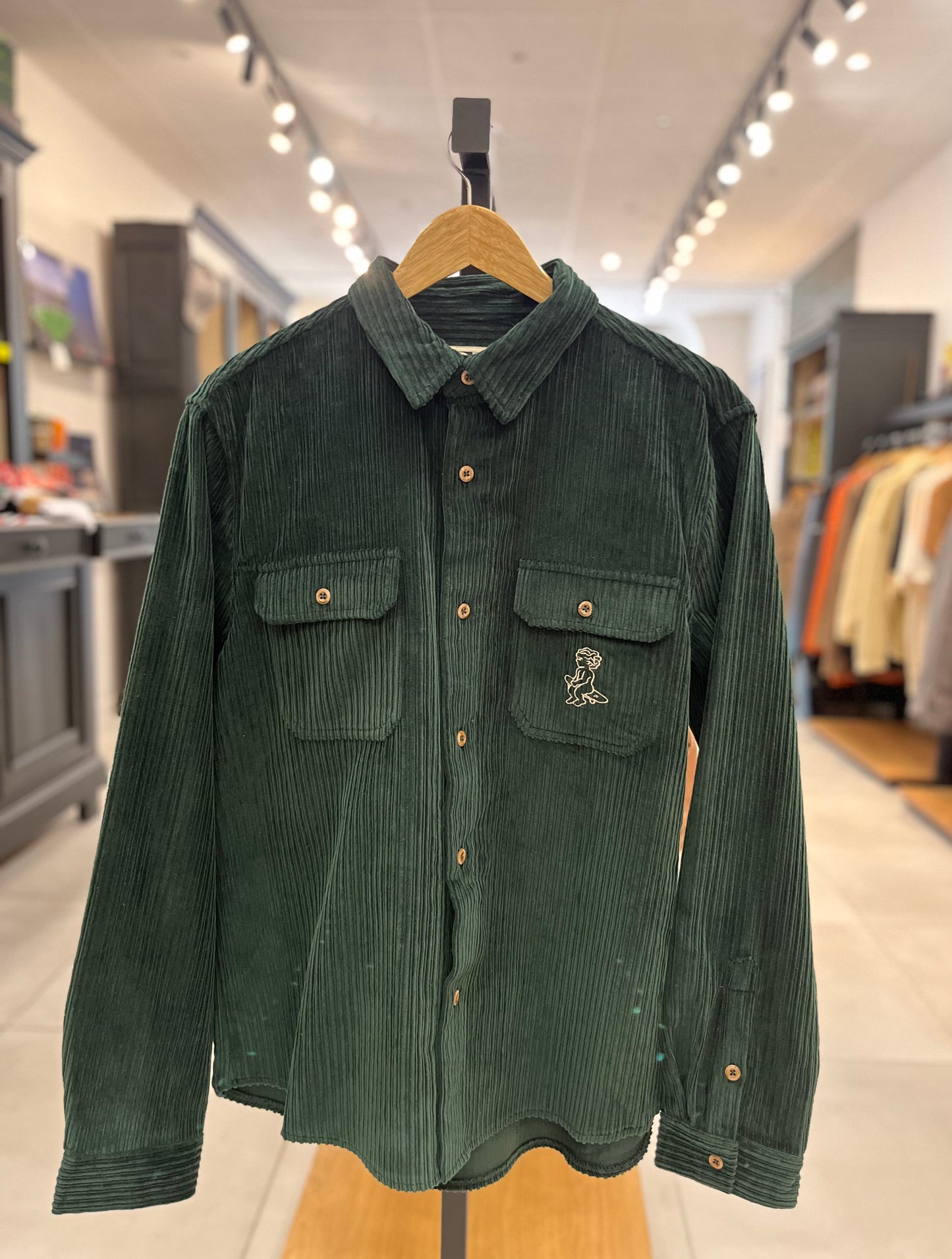 Surchemise en velours côtelé green Ikon Cord Shirt – Ementa