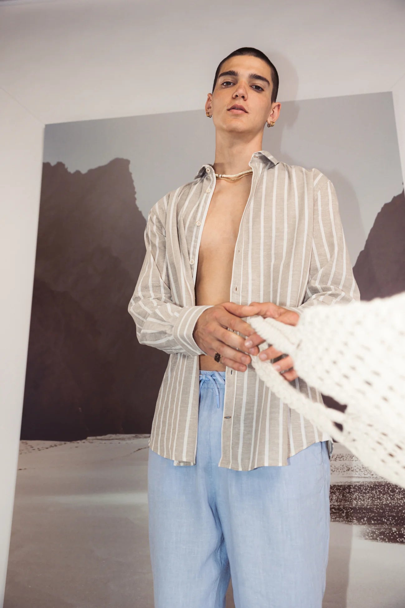 Chemise à rayures homme Tent Stripes – Colours and Sons –  Coton & lin