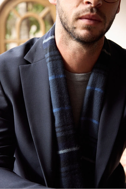 Echarpe Tartan Bleu Céleste - JAQK
