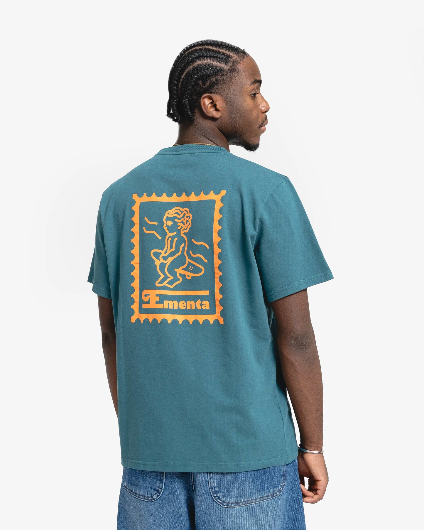 T-shirt Ikon stamp Petrol/Orange - Ementa