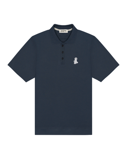 Polo en tricot Gaufré Bleu Marine - Ementa