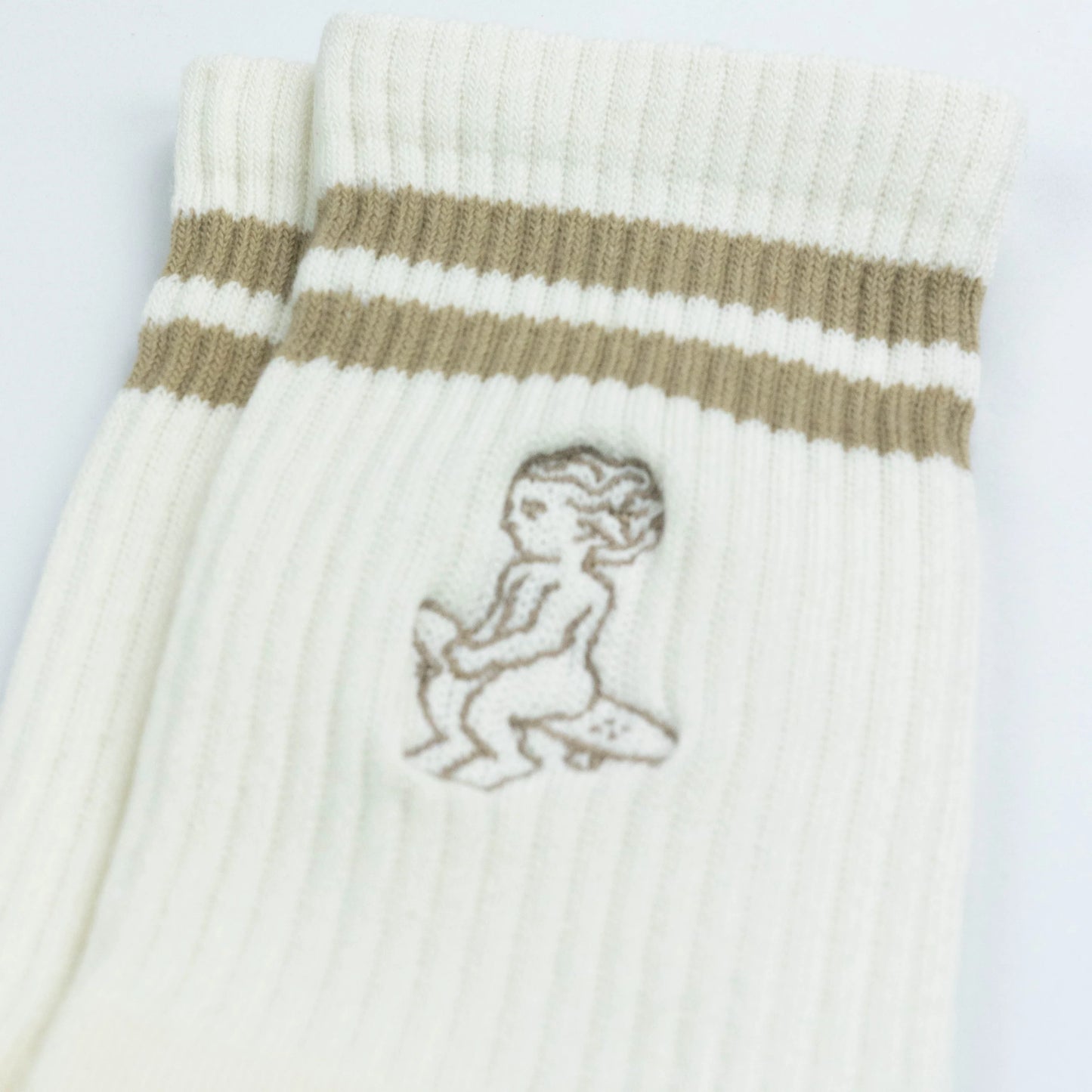 Chaussettes Ementa – Ikon Stripe Sock off-white / camel