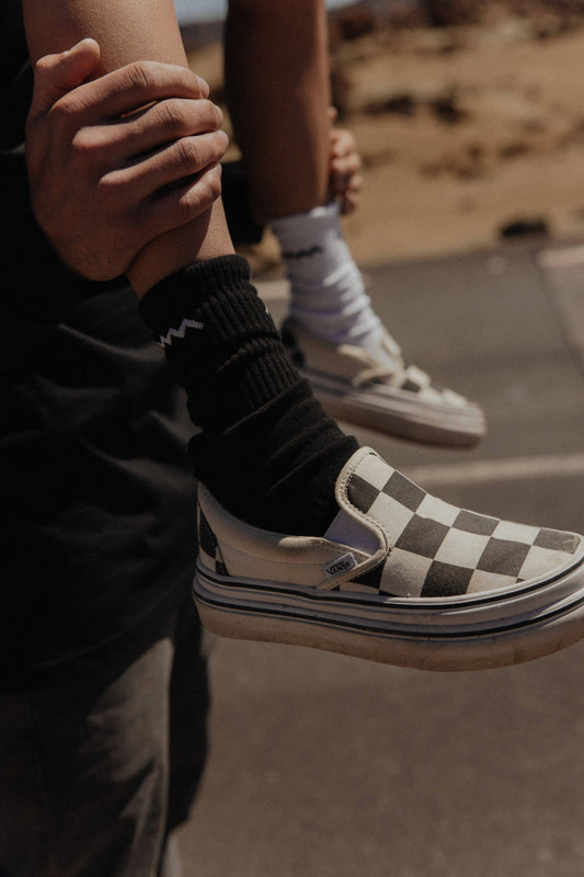 Lot de 2 paires de chaussettes Tandem stripes Black & White - Surf Inc.